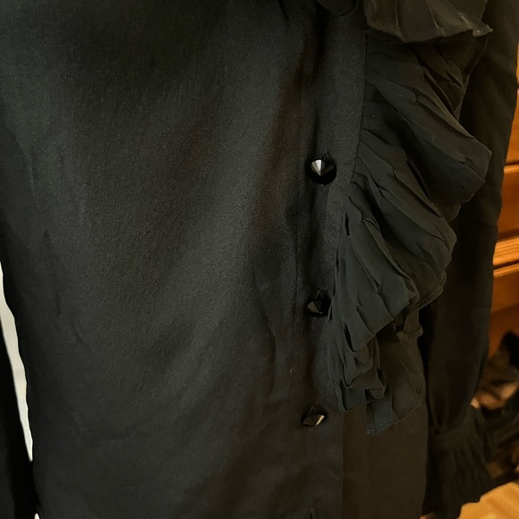 Escada 100% Silk Body Ruffle Blouse Top Size 34/ US 4 - Picture 11 of 14